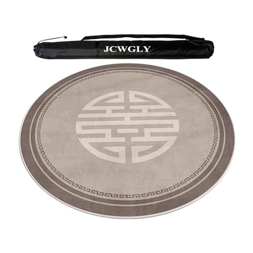 JCWGLY Runde Mahjong-Matte Für Tische, rutschfeste, Geräuscharme Tischdecke Für Kartenschach- Und Legespiele, Mit Tragetasche(Gray,120cm/47.24in) von JCWGLY