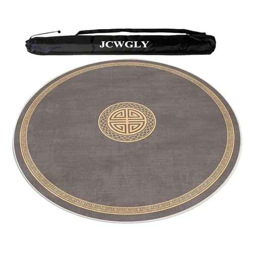 JCWGLY Runde Mahjong-Matte Für Tische, rutschfeste, Geräuscharme Tischdecke Für Kartenschach- Und Legespiele, Mit Tragetasche(Gray Brown,120cm/47.24in) von JCWGLY