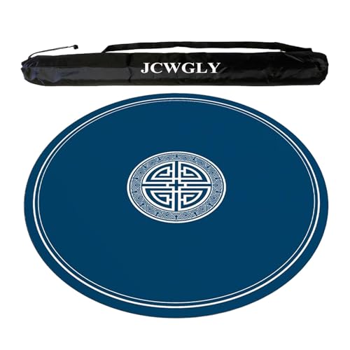 JCWGLY Runde Mahjong-Matte Mit Schwarzer Tragetasche, Rutschfester Und Geräuschreduzierender Weicher Tischdecke Für Schach- Und Kartenräume Zu Hause, Pokerkarten Und Kachelspiele(Blue,95cm/37.4in) von JCWGLY