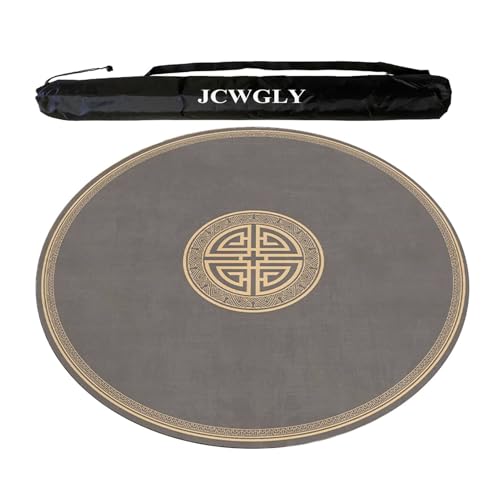 JCWGLY Runde Mahjong-Matte Mit Schwarzer Tragetasche, Rutschfester Und Geräuschreduzierender Weicher Tischdecke Für Schach- Und Kartenräume Zu Hause, Pokerkarten Und Kachelspiele(Gray,70cm/27.56in) von JCWGLY