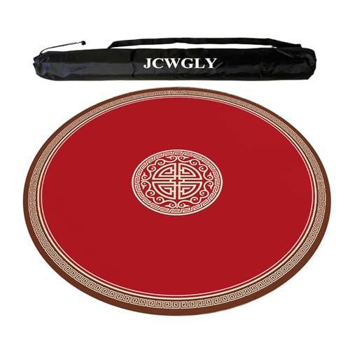 JCWGLY Runde Mahjong-Matte Mit Schwarzer Tragetasche, Rutschfester Und Geräuschreduzierender Weicher Tischdecke Für Schach- Und Kartenräume Zu Hause, Pokerkarten Und Kachelspiele(Red,90cm/35.44in) von JCWGLY