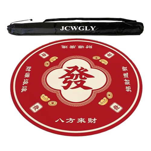 JCWGLY Runde Rote Mahjong-Matte 60–140 cm Mit Tragetasche, Weiche Tischdecke Aus Kristallsamt, rutschfeste, Geräuschreduzierende Tischdecke Für Poker-, Karten- Und Kachelspiele(Red 1,85cm/33.47in) von JCWGLY
