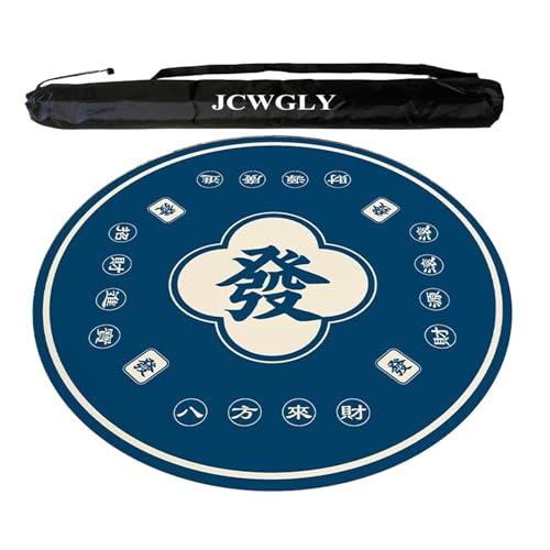 JCWGLY Rundes Mahjong-Tischset, 60–140 cm, rutschfeste Und Geräuschreduzierende Tischdecke Für Poker-, Karten- Und Legespiele, Große Tischdecke Mit Tragetasche(Blue 2,140cm/55.12in) von JCWGLY