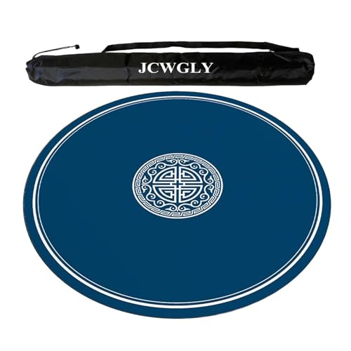 JCWGLY Rundes Mahjong-Tischset, 60–140 cm, rutschfeste Und Geräuschreduzierende Tischdecke Für Poker-, Karten- Und Legespiele, Große Tischdecke Mit Tragetasche(Blue 3,60cm/23.62in) von JCWGLY