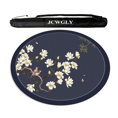 JCWGLY Rundes Mahjong-Tischset Aus Weichem Kristallsamt Mit Tragetasche, rutschfeste, Geräuschreduzierende Tischdecke Für Pokerkarten- Und Brettspiele, Leicht Zu Reinigen(Dark Blue 2,120cm/47.24in) von JCWGLY