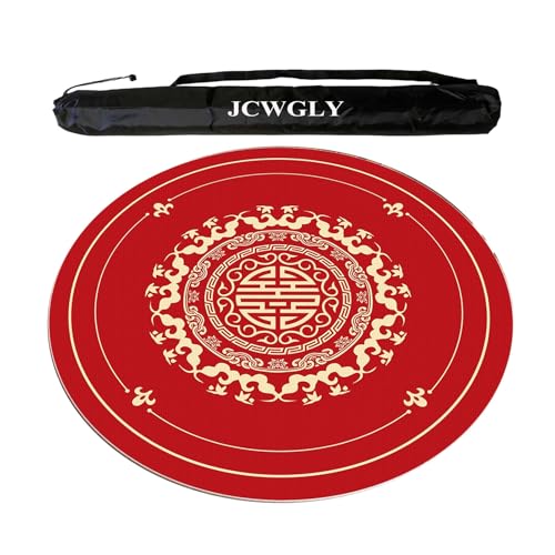 JCWGLY Rundes Mahjong-Tischset Mit Rutschfester Rückseite, Dicke, Geräuschreduzierende Tischdecke Für Poker, Karten- Und Brettspiele, Mit Tragetasche(Red 1,140cm/55.12in) von JCWGLY