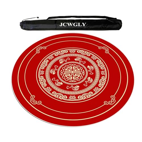 JCWGLY Rundes Mahjong-Tischset Mit Rutschfester Rückseite, Dicke, Geräuschreduzierende Tischdecke Für Poker, Karten- Und Brettspiele, Mit Tragetasche(Red 2,95cm/37.4in) von JCWGLY