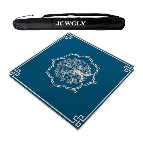 JCWGLY Square Mahjong Matte Mit Aufbewahrungstasche, Anti-Slip-Rausch-Reduktionstischabdeckung Für Mah Jongg-Poker Und Brettspiele, Dick Und Weastresistent(60x60 cm/23.62x23.62 in) von JCWGLY