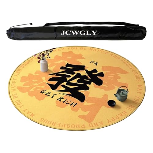 JCWGLY Stumme Runde Mahjong-Matte, rutschfeste, Geräuschreduzierende Tischdecken Für Poker- Und Kartenbrettspiele, Verdickte Tischdecke Für Zuhause Und Schachkartenzimmer(Yellow,120cm/47.25in) von JCWGLY