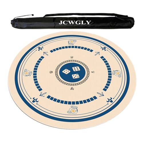 JCWGLY Weiche, Geräuschreduzierende Mahjong-Matte Mit Rutschfester Rückseite Für Partyspiele Zu Hause, Runde Tischdecke Für Pokerkarten- Und Brettspiele, Maschinenwaschbar(Blue,140cm/55.12in) von JCWGLY