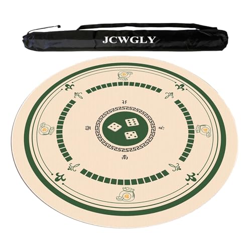 JCWGLY Weiche, Geräuschreduzierende Mahjong-Matte Mit Rutschfester Rückseite Für Partyspiele Zu Hause, Runde Tischdecke Für Pokerkarten- Und Brettspiele, Maschinenwaschbar(Green,100cm/39.37in) von JCWGLY