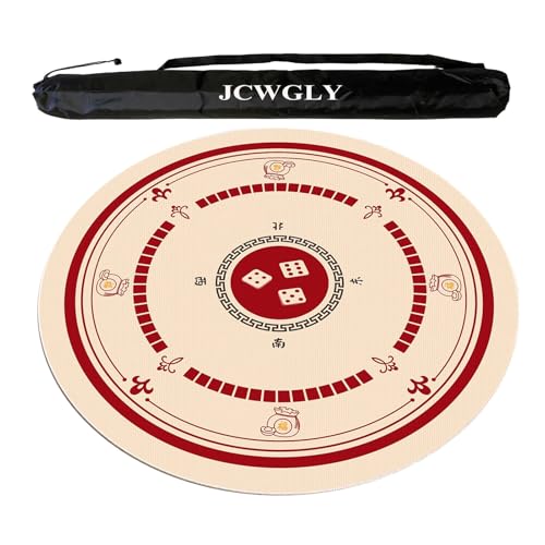 JCWGLY Weiche, Geräuschreduzierende Mahjong-Matte Mit Rutschfester Rückseite Für Partyspiele Zu Hause, Runde Tischdecke Für Pokerkarten- Und Brettspiele, Maschinenwaschbar(Red,95cm/37.4in) von JCWGLY