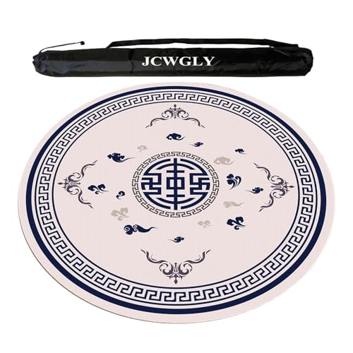 JCWGLY Weiche, rutschfeste, Runde Mahjong-Matte, Dicke, Geräuschreduzierende Spieltischdecke Mit Schwarzer Tragetasche, Tischmatte Für Brettspiele Zu Hause(Style1,85cm/33.47in) von JCWGLY