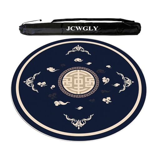 JCWGLY Weiche, rutschfeste, Runde Mahjong-Matte, Dicke, Geräuschreduzierende Spieltischdecke Mit Schwarzer Tragetasche, Tischmatte Für Brettspiele Zu Hause(Style2,120cm/47.24in) von JCWGLY