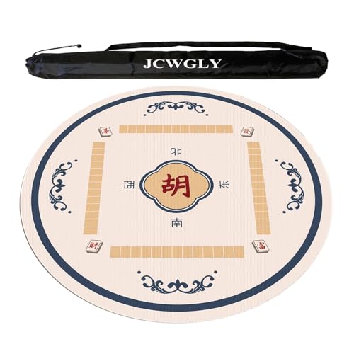 JCWGLY Weiche Mahjong-Matte Aus Kristallsamt Mit Gummirückseite Für Zuhause, Runde Tischdecke Für Mahjong-Poker-Karten- Und Brettspiele, Maschinenwaschbar(Blue,120cm/47.25in) von JCWGLY
