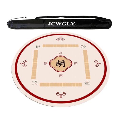JCWGLY Weiche Mahjong-Matte Aus Kristallsamt Mit Gummirückseite Für Zuhause, Runde Tischdecke Für Mahjong-Poker-Karten- Und Brettspiele, Maschinenwaschbar(Red,60cm/23.62in) von JCWGLY