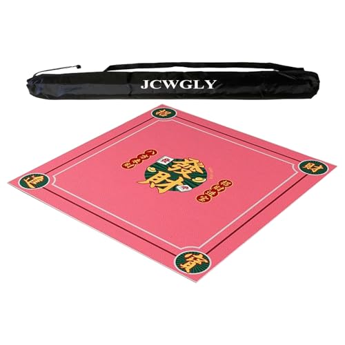 JCWGLY Weiche Mahjong-Tischmatte Aus Kristallsamt, rutschfeste Und Geräuschreduzierende Spieltischdecke Für Poker, Karten- Und Brettspiele, Mit Tragetasche(Pink,90x90 cm/35.4x35.4 in) von JCWGLY