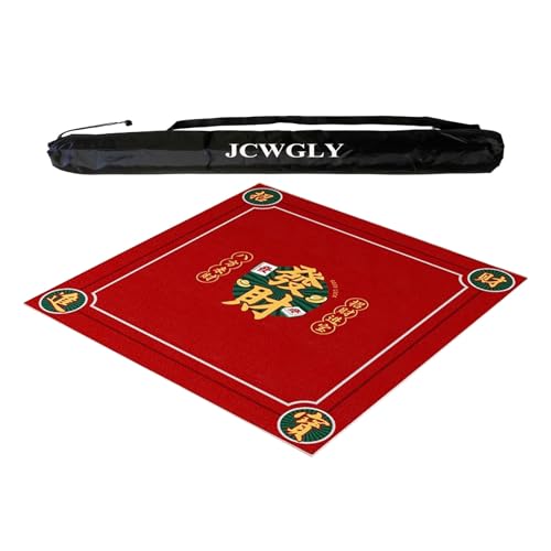JCWGLY Weiche Mahjong-Tischmatte Aus Kristallsamt, rutschfeste Und Geräuschreduzierende Spieltischdecke Für Poker, Karten- Und Brettspiele, Mit Tragetasche(Red,70x70 cm/27.55x27.55 in) von JCWGLY