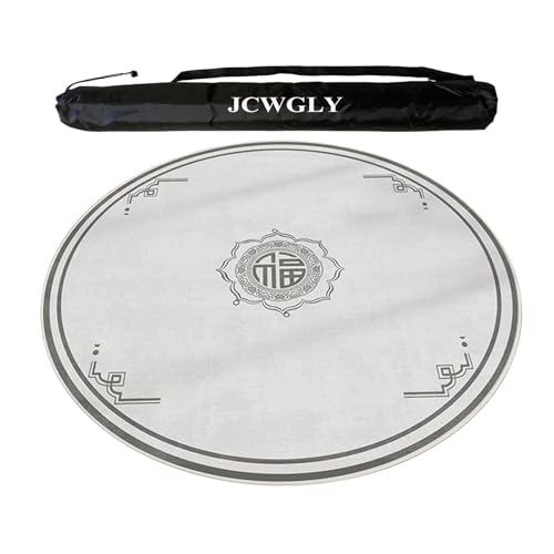 JCWGLY Weiches, Rundes Mahjong-Tischset Mit Tragetasche, Rutschfester Und Geräuschreduzierender, Verdickter Tischdecke Für Schach- Und Kartenspielspiele Im Heimzimmer, Pokerkartenspiele(85cm/33.47in) von JCWGLY