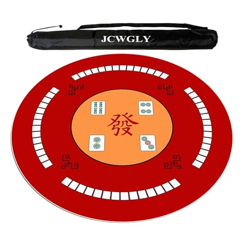 JCWGLY rutschfeste, Leise Mahjong-Matte Mit Tragetasche, Runde, Dicke Tischdecke Für Mahjong-Poker-Kartenbrettspiele Zu Hause, 4 Stile(Red 1,95cm/37.4in) von JCWGLY
