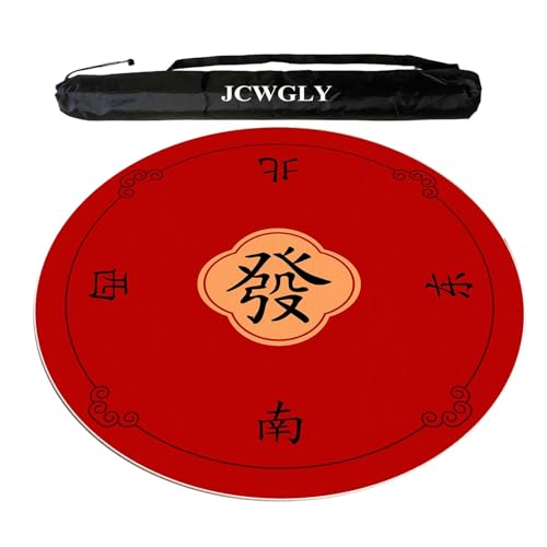JCWGLY rutschfeste, Leise Mahjong-Matte Mit Tragetasche, Runde, Dicke Tischdecke Für Mahjong-Poker-Kartenbrettspiele Zu Hause, 4 Stile(Red 2,140cm/55.12in) von JCWGLY