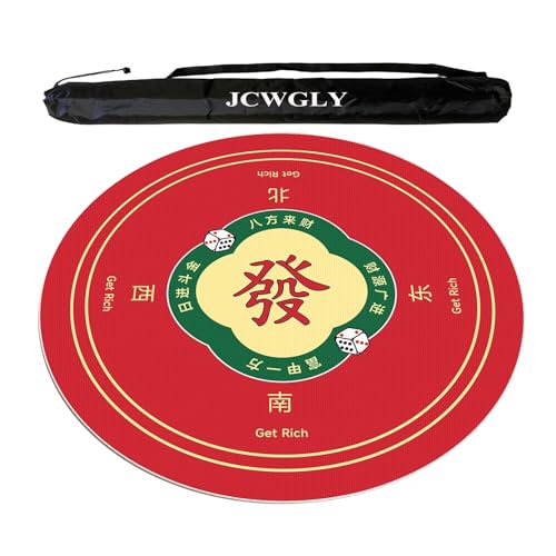 JCWGLY rutschfeste, Leise Mahjong-Matte Mit Tragetasche, Runde, Dicke Tischdecke Für Mahjong-Poker-Kartenbrettspiele Zu Hause, 4 Stile(Red 3,60cm/23.62in) von JCWGLY
