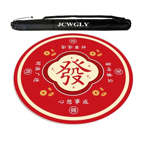 JCWGLY rutschfeste, Leise Mahjong-Matte Mit Tragetasche, Runde, Dicke Tischdecke Für Mahjong-Poker-Kartenbrettspiele Zu Hause, 4 Stile(Red 4,80cm/31.5in) von JCWGLY