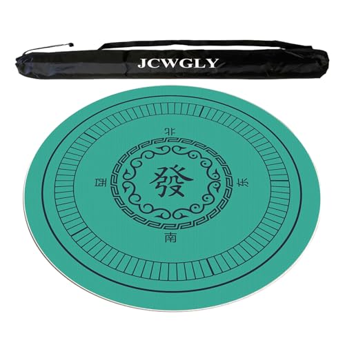 JCWGLY rutschfeste, Runde Mahjong-Matte, Tischdecke Aus Weichem Kristallsamt, Leise Und Geräuschreduzierende Spieltischdecke Mit Schwarzer Tragetasche(Green,140cm/55.12in) von JCWGLY