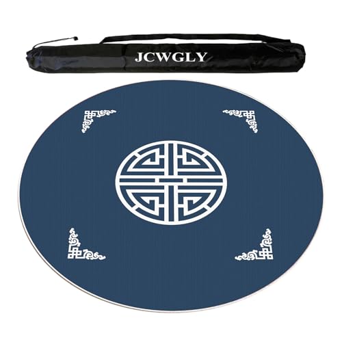 JCWGLY rutschfeste, Runde Mahjong-Matte Für Den Tisch, Dicke, Geräuschreduzierende Tischdecke Für Poker-, Karten- Und Legespiele, Mit Schwarzer Tragetasche(Blue,120cm/47.24in) von JCWGLY