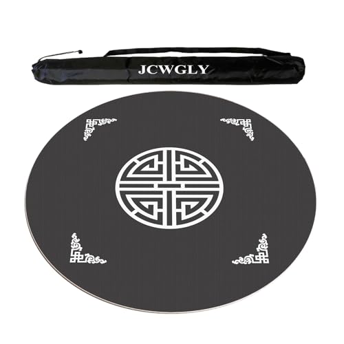 JCWGLY rutschfeste, Runde Mahjong-Matte Für Den Tisch, Dicke, Geräuschreduzierende Tischdecke Für Poker-, Karten- Und Legespiele, Mit Schwarzer Tragetasche(Dark Gray,120cm/47.24in) von JCWGLY