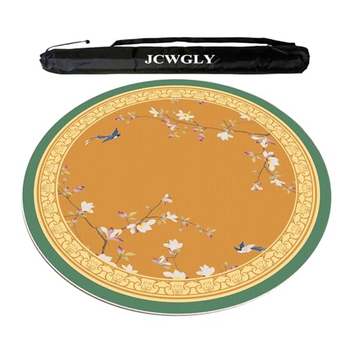 JCWGLY rutschfeste Mahjong-Spielmatte, Verdickte, Geräuscharme, Runde Tischdecke, Weiche Tischdecke Aus Kristallsamt Für Mahjong-Poker-Kartenbrettspiele(140cm/55.12in) von JCWGLY