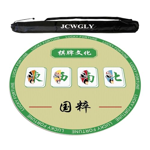 JCWGLY rutschfeste Runde Mahjong-Matte Mit Tragetasche, Dicke, Leise Tischdecke Für Pokerkarten Und Brettspiele, Mahjong-Tischspielmatte Für Zu Hause(95cm/37.4in) von JCWGLY