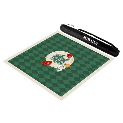 JCWGLY rutschfeste Und Geräuschreduzierende Mahjong-Matte Für Tische, Dicke Quadratische Spielmatte, Mah-Jong-Tischdecke Für Poker, Karten- Und Brettspiele, Mit Tragetasche(Green,39.37x39.37 in) von JCWGLY