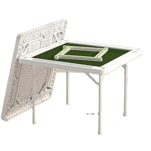 JCXIOC Klapptisch für Mahjong Faltbarer, tragbarer Mahjong-Tisch aus Kunststoff for 4 Spieler, quadratisch, mit Getränke- und Münzhaltern, 90 x 90 x 75 cm von JCXIOC