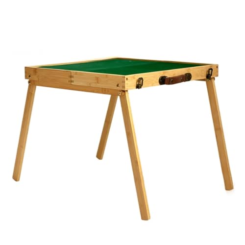 JCXIOC Mahjong-Tisch, Mahjong-Fliesen-Set mit Klapptisch für Outdoor-Camping, Reisen, tragbares Mahjong-Spielset, kleine Majiang-Fliesen, Grün von JCXIOC