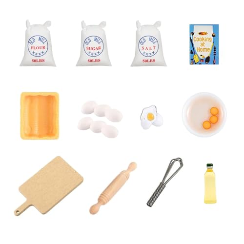 JDCMEI 16 Stück Miniatur Wichtel Zubehör, Mini Möbel Puppenhaus, Wichtel Zubehör Backen Set, 1/12 Miniatur Puppenhaus Eier Nudelholz Küche Backen Set, Miniatur Küche Möbel Backen Zubehör JDCMEI 16 Stück Miniatur Wichtel Zubehör, Mini Möbel Puppenhaus, Wichtel Zubehör Backen Set, 1/12 Miniatur Puppenhaus Eier Nudelholz Küche Backen Set, Miniatur Küche Möbel Backen Zubehör von JDCMEI