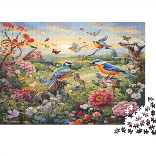 Birds And Flowers 500 Teile Holzpuzzle Family Fun Game Beautiful Stress Abbauen Jigsaw Puzzles for Für Erwachsene Und Kinder Ab 14 Jahren Farbe Puzzle Einzigartige Geschenke 500pcs (52x38cm) von JDDEISKKE
