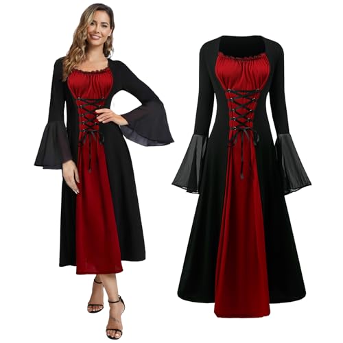 JDFAIJEAL Halloween gotisches Kleid, mittelalterliche Hörner Armband Kleid (M) von JDFAIJEAL