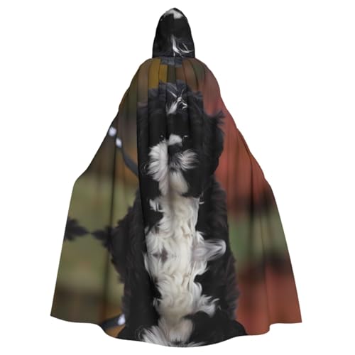 JDFHGNU Umhang mit Kapuze für Erwachsene, Unisex, Hexenumhang, Weihnachten, Party, Robe, Umhang, schwarz-weißes Hundemuster JDFHGNU Umhang mit Kapuze für Erwachsene, Unisex, Hexenumhang, Weihnachten, Party, Robe, Umhang, schwarz-weißes Hundemuster von JDFHGNU