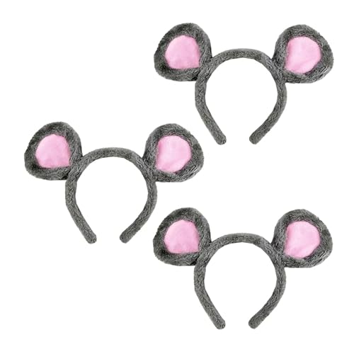 JDIEOQA Weiche Bärenohren-Haarbänder, Plüsch, Cartoon-Maus-Ohren, Haarreifen zum Waschen des Gesichts, Cosplay-Kopfschmuck, 3 Stück von JDIEOQA