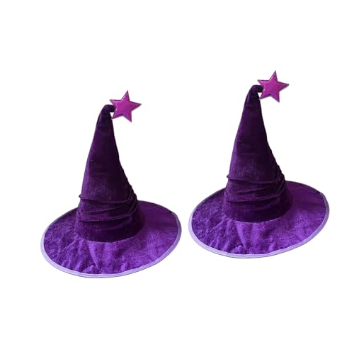 JDNH Gefalteter Hexenhut für Halloween-Party, Zaubererhüte mit bequemem Stoff und flexiblem Draht für längeres Tragen, 2 Stück, Halloween-Hexenhut JDNH Gefalteter Hexenhut für Halloween-Party, Zaubererhüte mit bequemem Stoff und flexiblem Draht für längeres Tragen, 2 Stück, Halloween-Hexenhut von JDNH