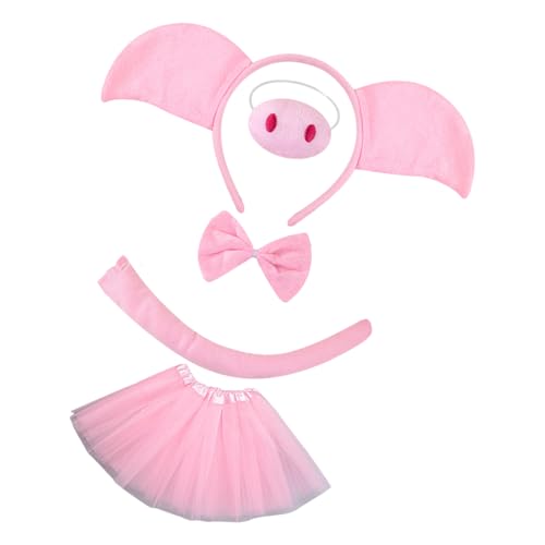JDNH Halloween-Tier-Outfit, Schweinekostüm, Zubehör mit Stirnband, Schwanz, Nase, Fliege, Rock für Kinder, Erwachsene, Halloween, Geburtstag JDNH Halloween-Tier-Outfit, Schweinekostüm, Zubehör mit Stirnband, Schwanz, Nase, Fliege, Rock für Kinder, Erwachsene, Halloween, Geburtstag von JDNH