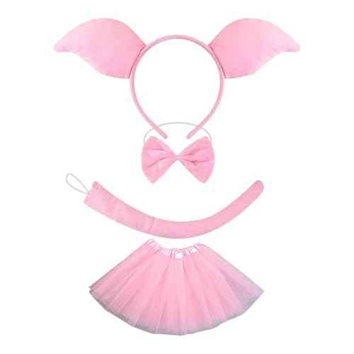 JDNH Halloween-Tier-Outfit, Schweinekostüm, Zubehör mit Stirnband, Schwanz, Nase, Fliege, Rock für Kinder, Erwachsene, Halloween, Geburtstag JDNH Halloween-Tier-Outfit, Schweinekostüm, Zubehör mit Stirnband, Schwanz, Nase, Fliege, Rock für Kinder, Erwachsene, Halloween, Geburtstag von JDNH