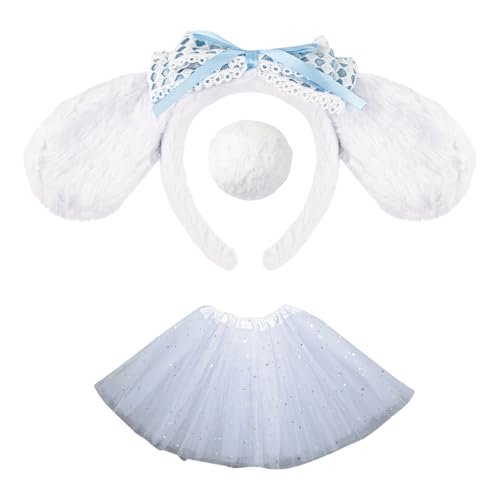 JDNH Hundekostüme für Kinder, Mädchen, Hundeohren, Stirnband, Schwanz, Tutus, Rock, Halloween, Tier, Cosplay-Zubehör JDNH Hundekostüme für Kinder, Mädchen, Hundeohren, Stirnband, Schwanz, Tutus, Rock, Halloween, Tier, Cosplay-Zubehör von JDNH