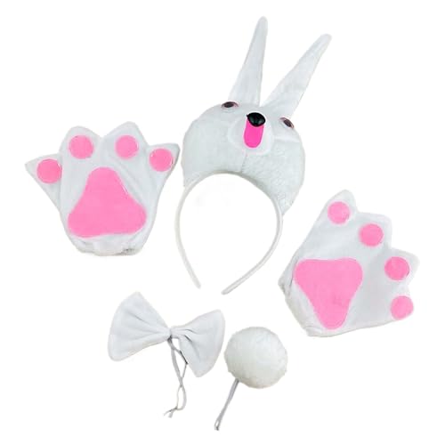 JDNH Osterhasen-Kostüme für Kinder, Cosplay, Hasen, Ohren, Stirnband, Schwanz, Fliege, Handschuhe, Tier-Kostüme, Zubehör-Set JDNH Osterhasen-Kostüme für Kinder, Cosplay, Hasen, Ohren, Stirnband, Schwanz, Fliege, Handschuhe, Tier-Kostüme, Zubehör-Set von JDNH