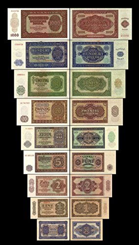 *** 0,5 - 1000 Mark DDR - 9 Banknoten Ausgabe 1948 - Alte DDR Währung - Pick 08 - 16 - Reproduktion *** von JDS Collection