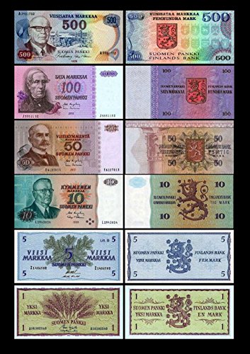 *** 1, 5, 10, 50, 100, 500 finnische Mark Banknoten 1.Serie - Alte Währung - Reproduktion *** von JDS Collection