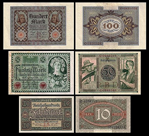 *** 10, 50, 100 Mark 3 Reichsbanknoten - Ausgabe 1920 - P67 - P68 - P69 - Reproduktion *** von JDS Collection