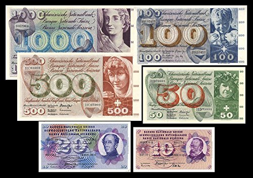 *** 10,20,50,100,500,1000 Schweizer Franken 5. Serie von 1956 - Reproduktion *** von JDS Collection