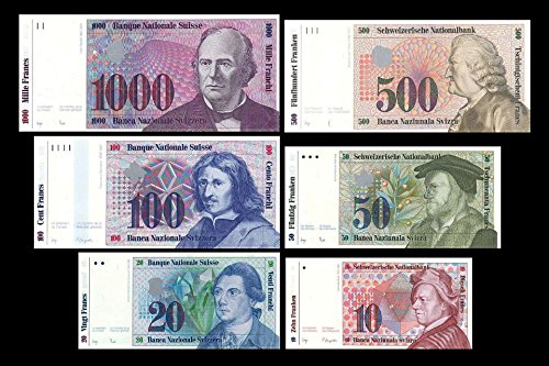 *** 10,20,50,100,500,1000 Schweizer Franken 7. Serie von 1984 - Reproduktion *** von JDS Collection